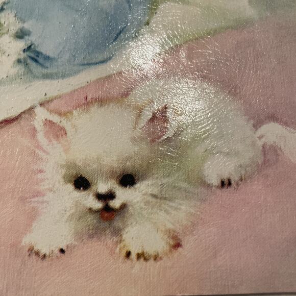 Florence Kroger Print Wake Up Time 11X14 Child Kitten Vintage - Picture 4 of 10